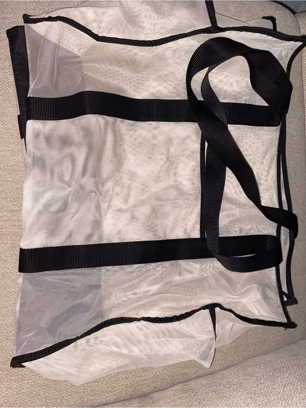 Target White Mesh Tote with Black Trim